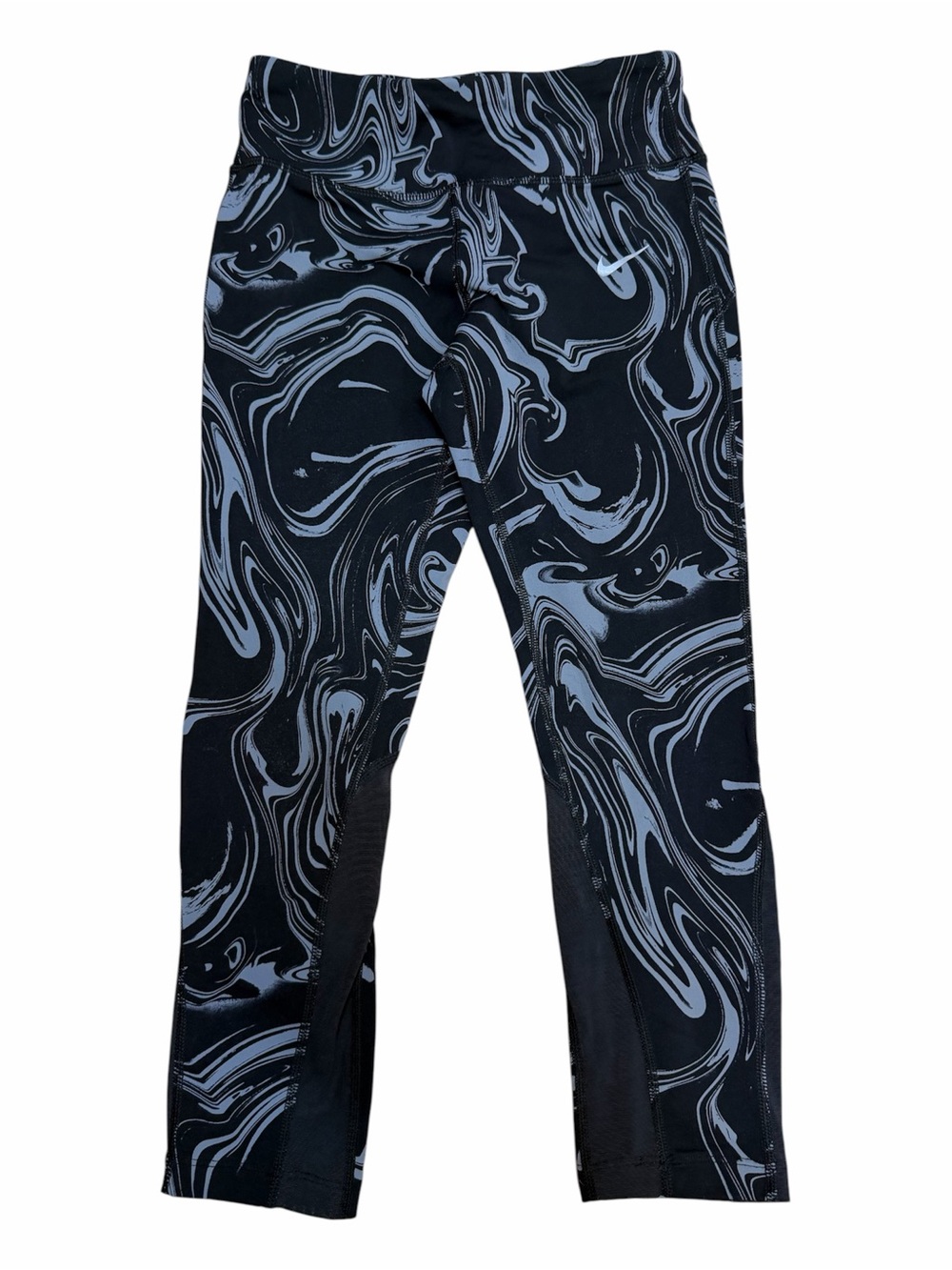 Nike Dri-FIT XS Black Gray Marble Print Cropped Athletic Leggings